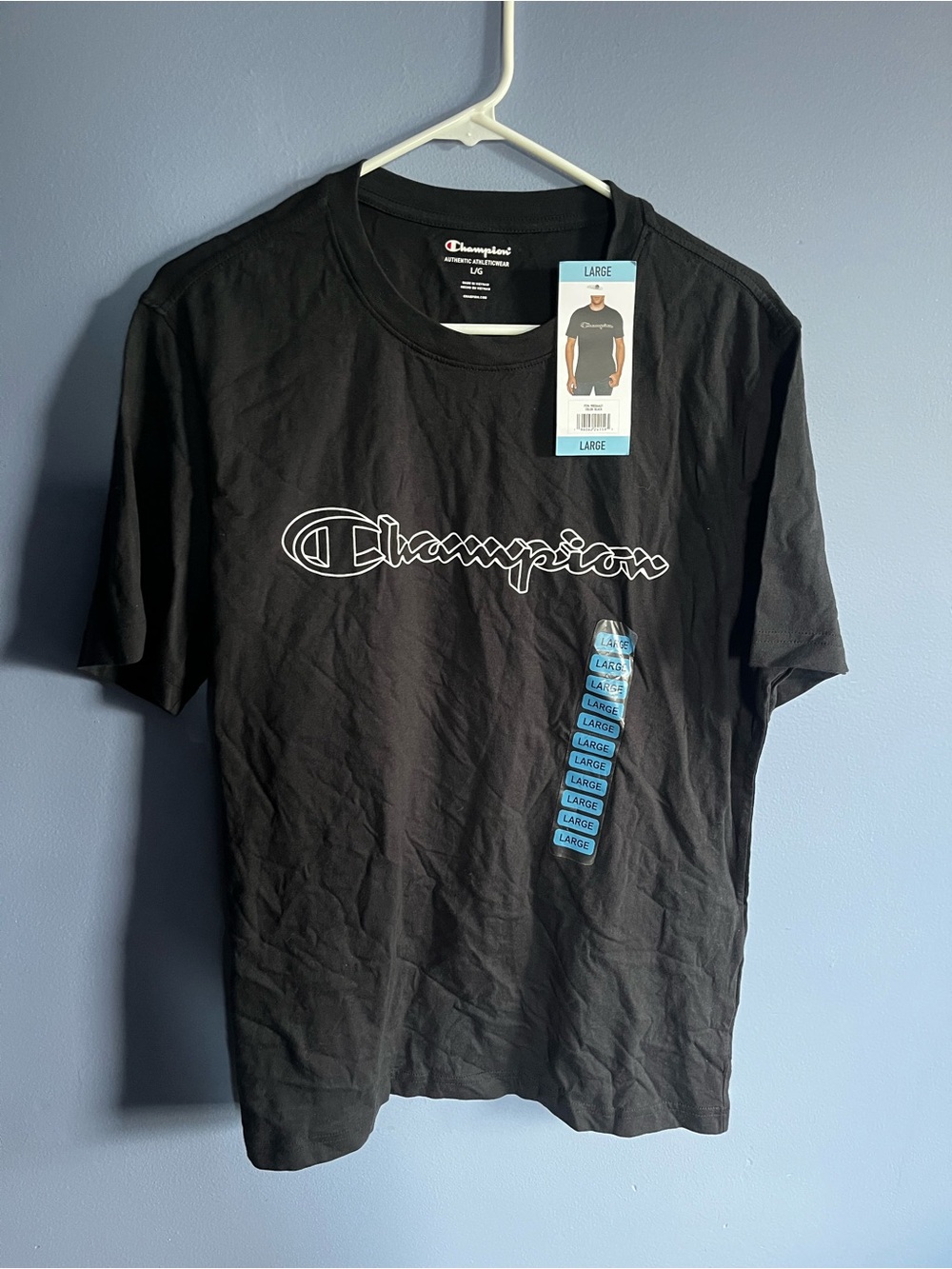 Champion Black Short Sleeve Logo Tee